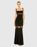 Women's Black Dress - Black Cutout Mesh