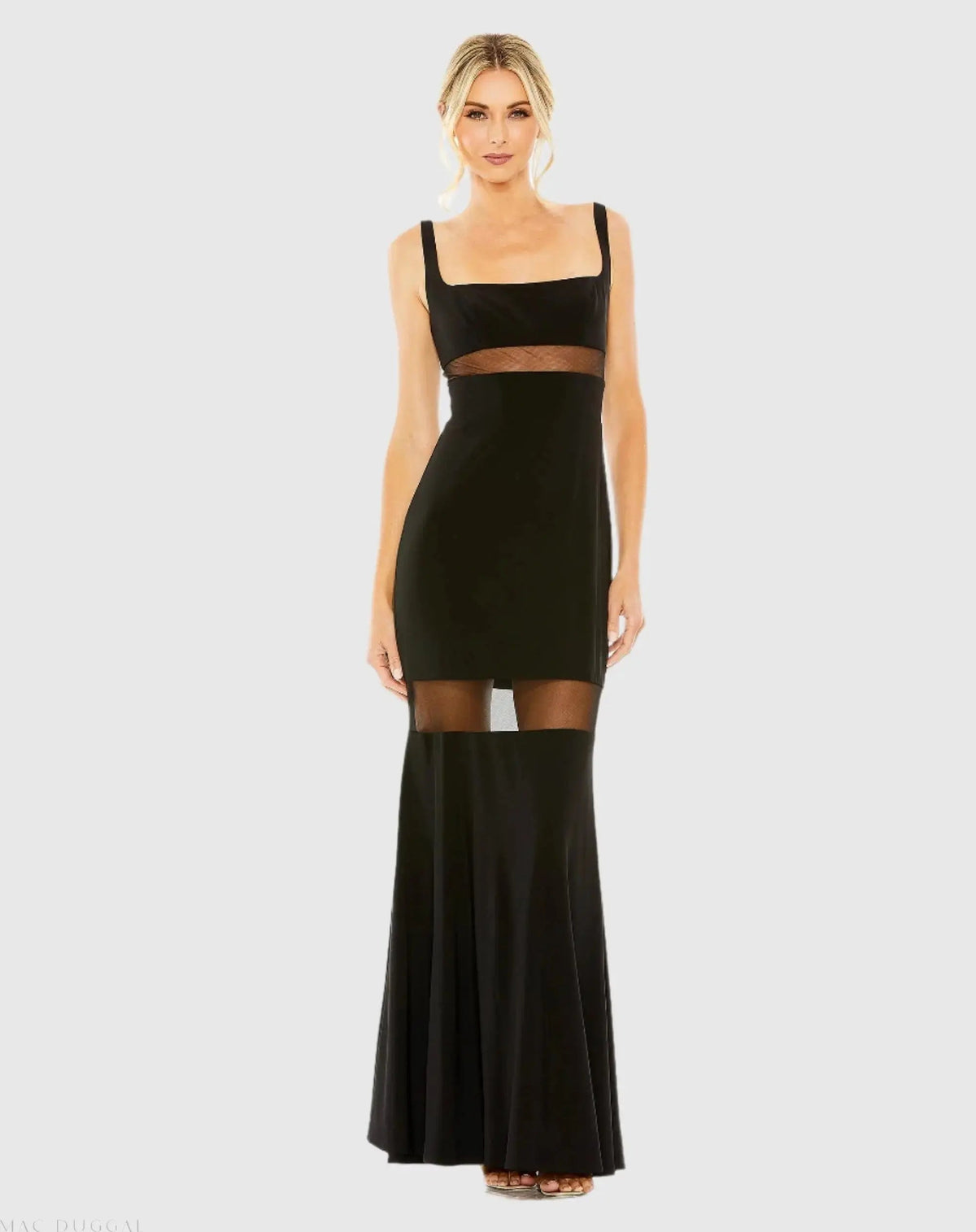 Women's Black Dress - Black Cutout Mesh