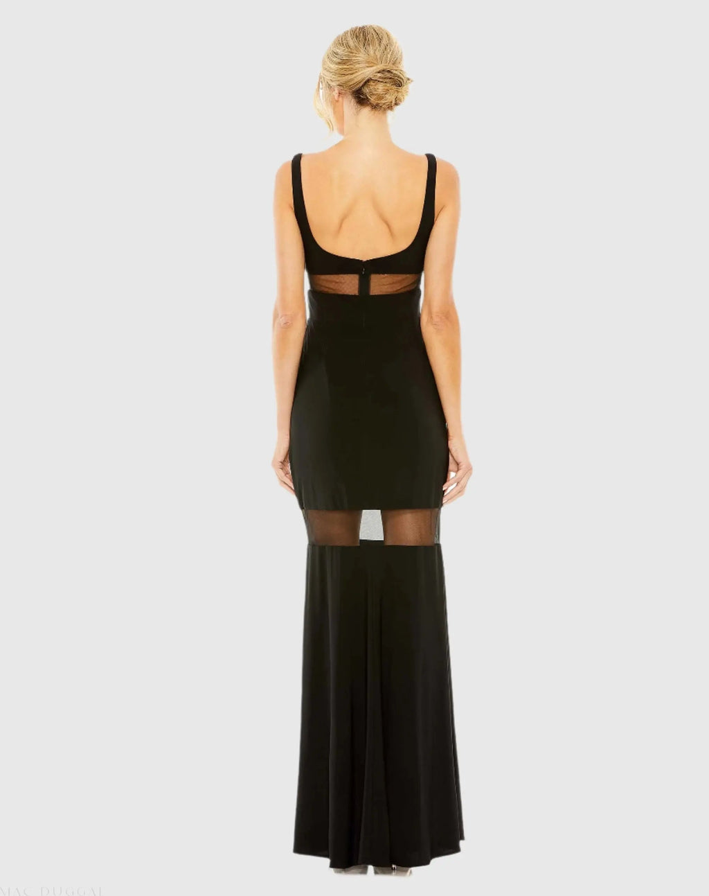 Women's Black Dress - Black Cutout Mesh