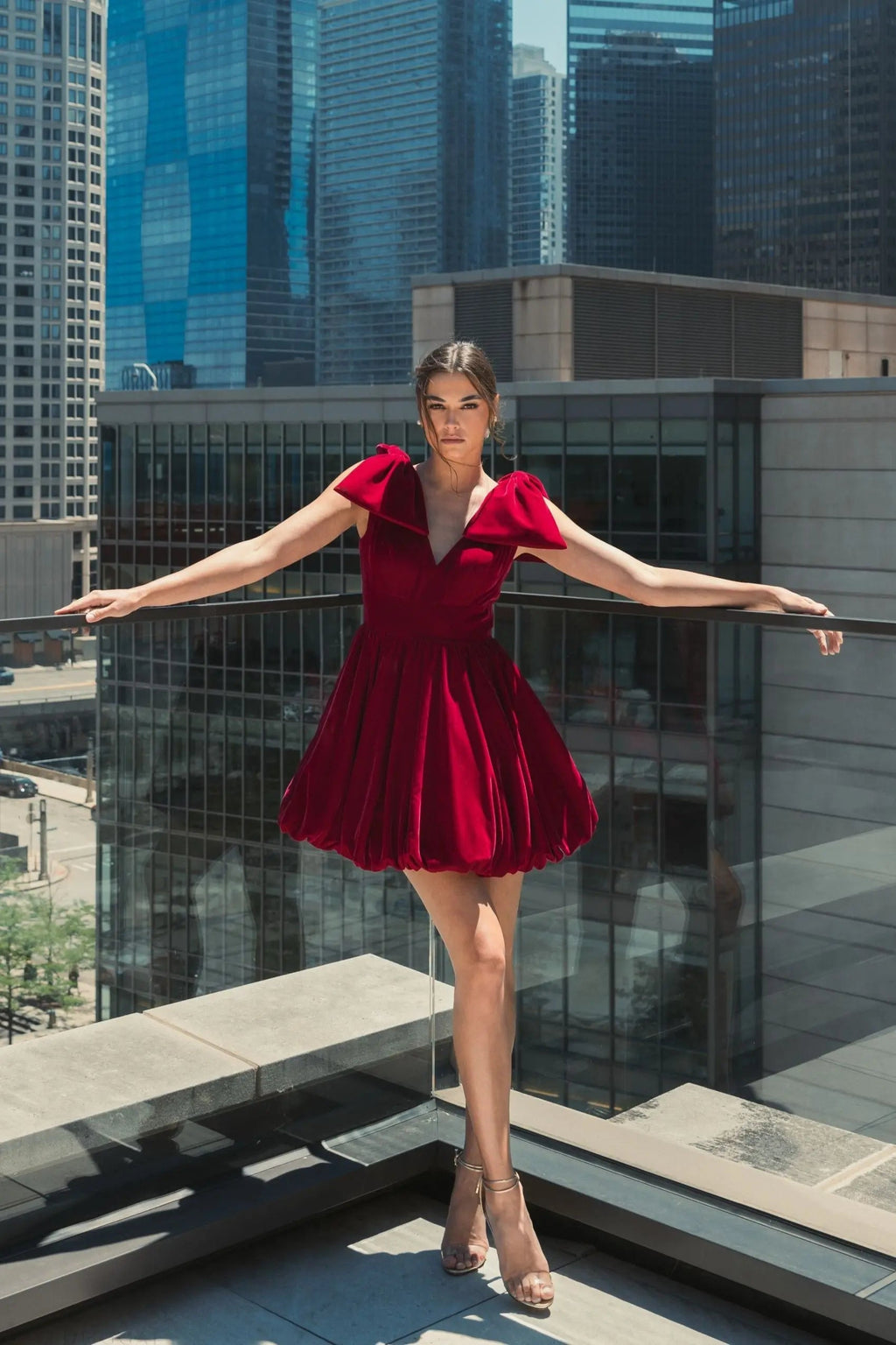 Women's Red Mini Dress Velvet