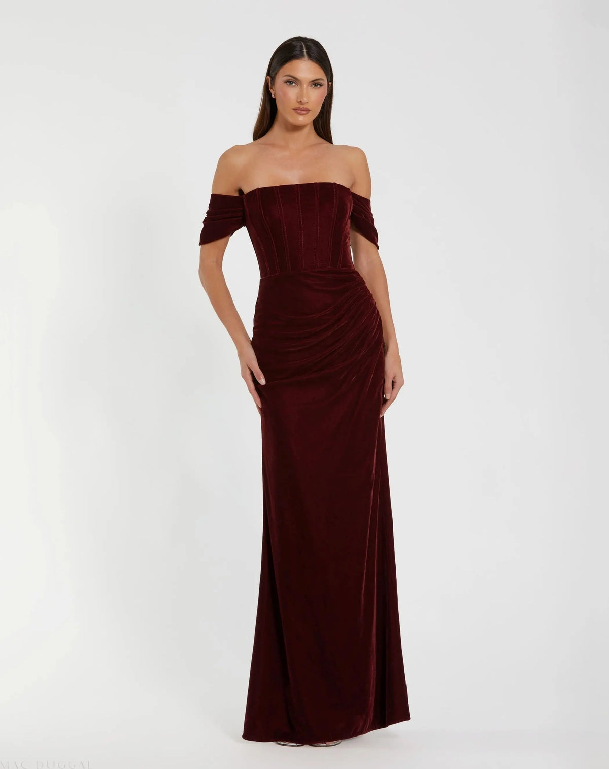 Women's Red Dress Velvet - Black Ruched
