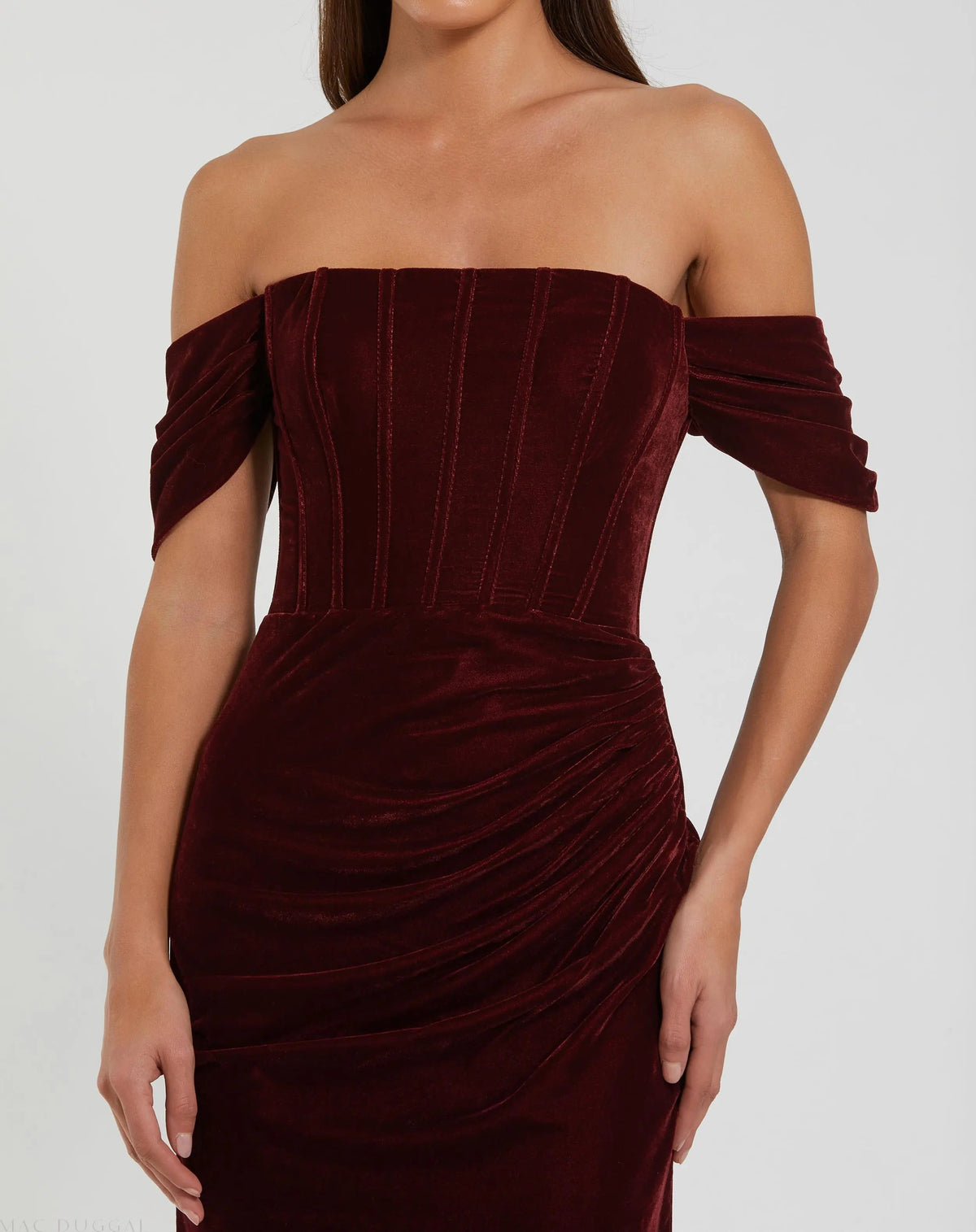 Women's Red Dress Velvet - Black Ruched