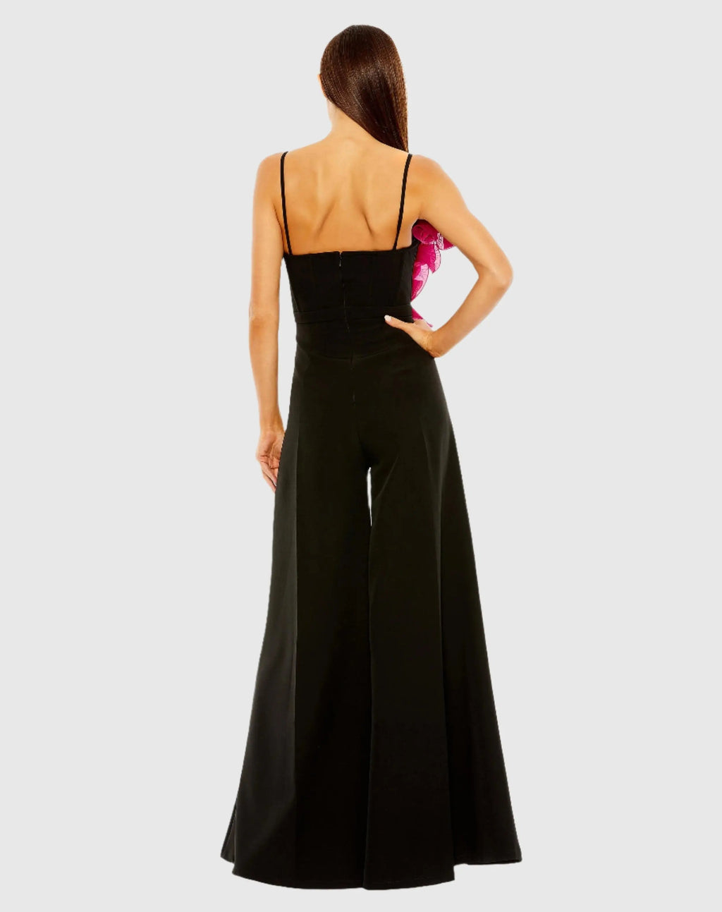 Women's Black Oversized Ruffle Wide Leg Jumpsuit