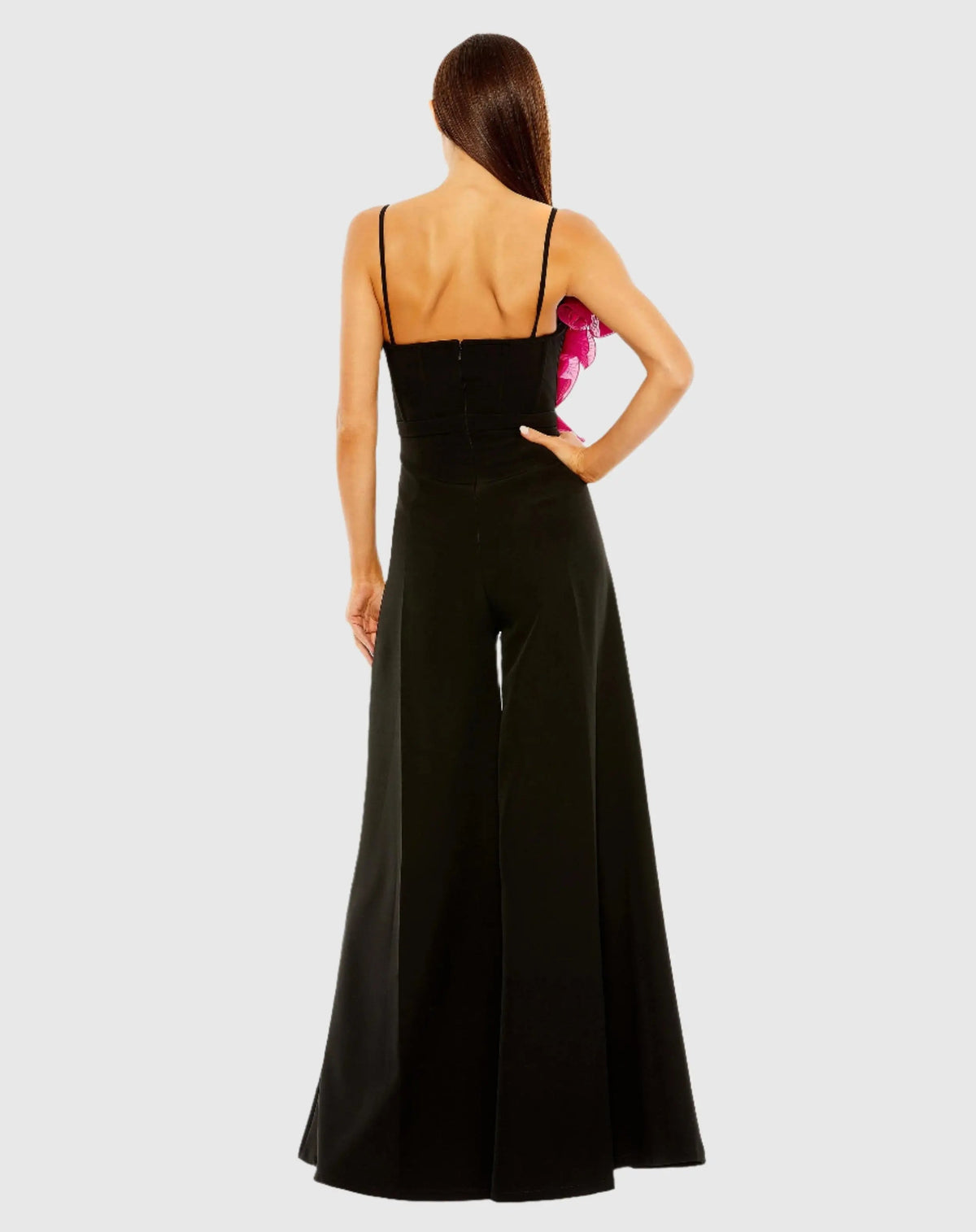 Women's Black Oversized Ruffle Wide Leg Jumpsuit