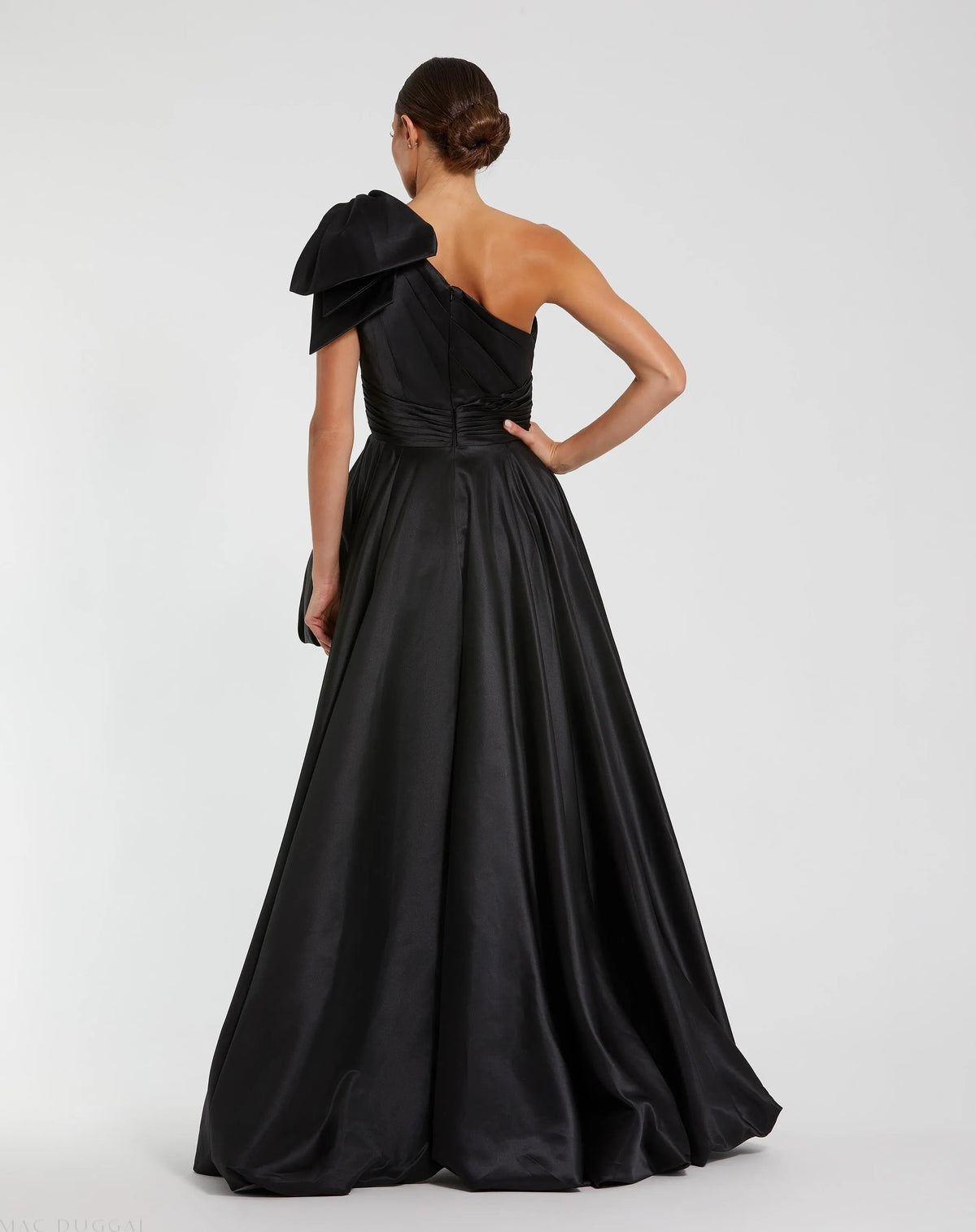 Women's Black Dress Satin One Shoulder - Black One-Shoulder Asymmetrical
