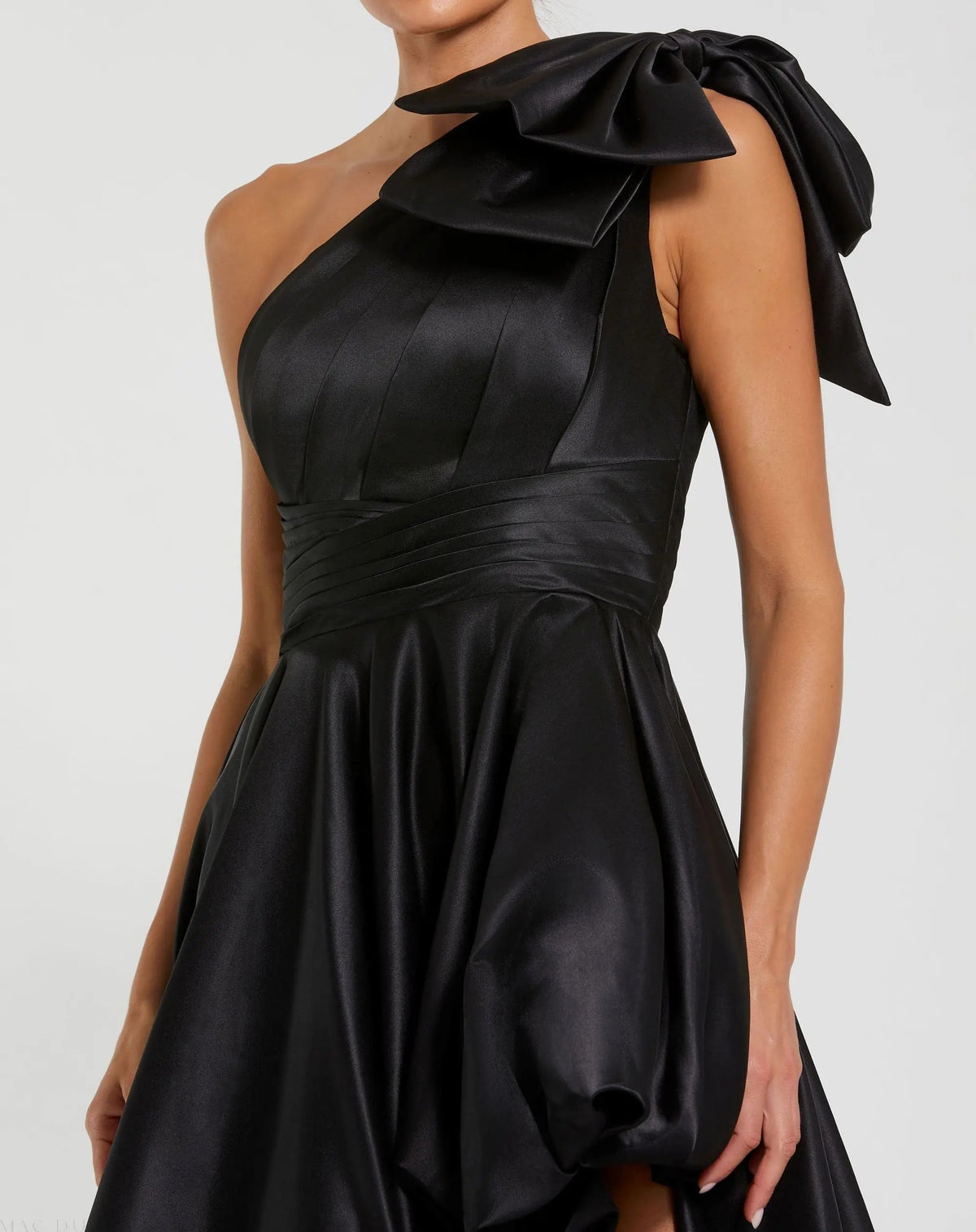 Women's Black Dress Satin One Shoulder - Black One-Shoulder Asymmetrical