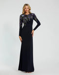 Women's Navy Dress - Black Floral Ruched