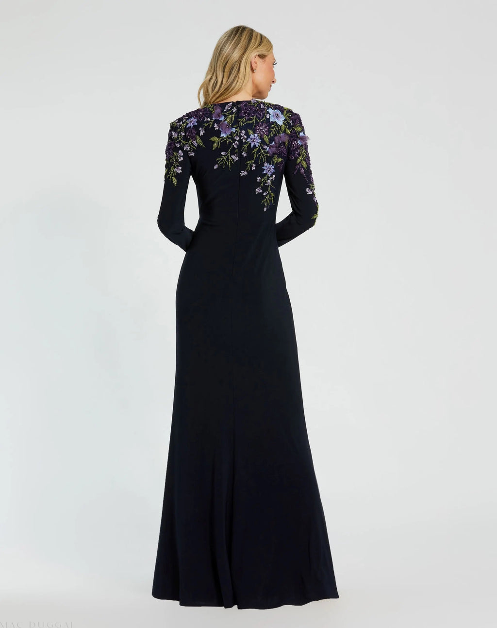 Women's Navy Dress - Black Floral Ruched