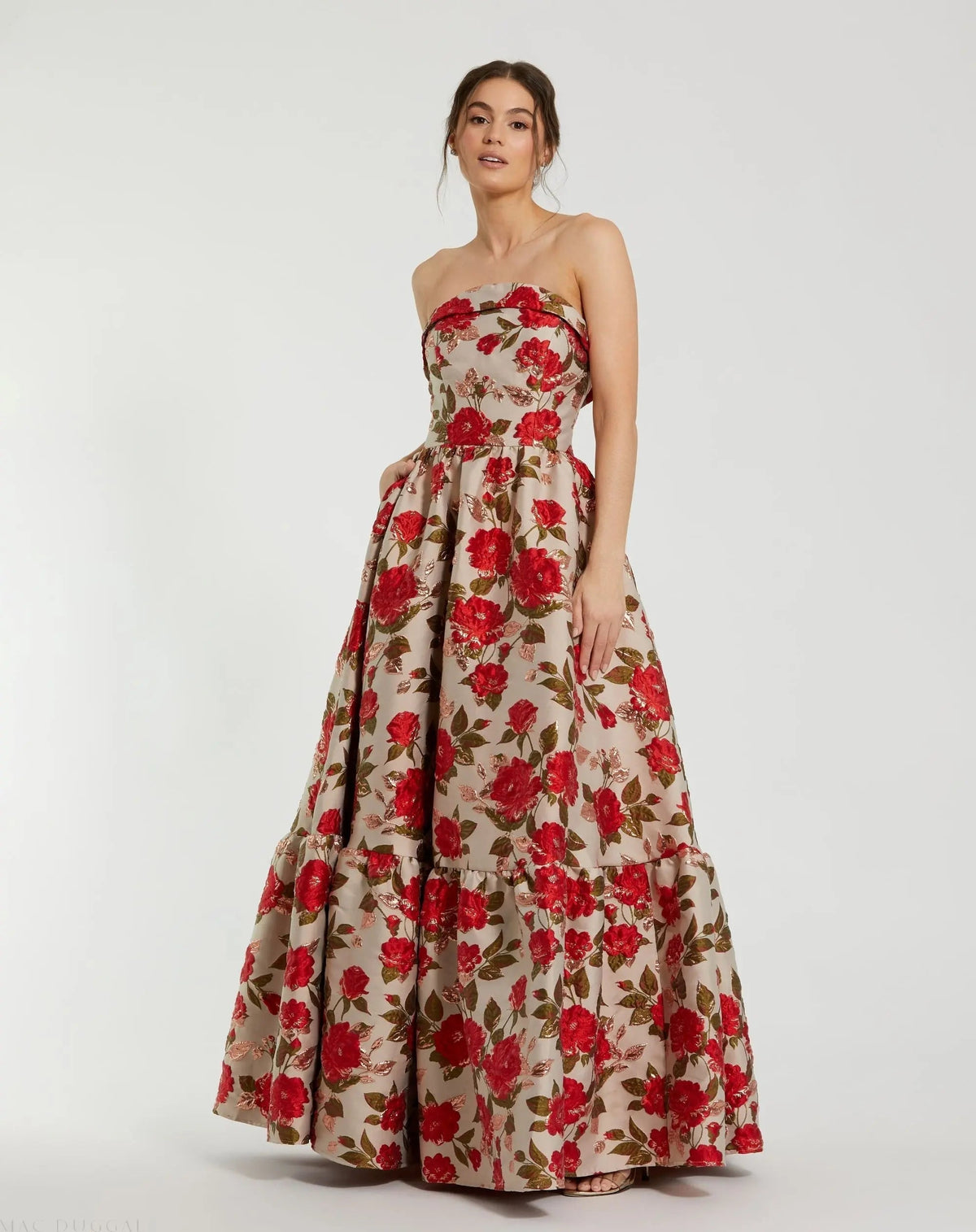 Women's Dress Floral Strapless - Ruffle