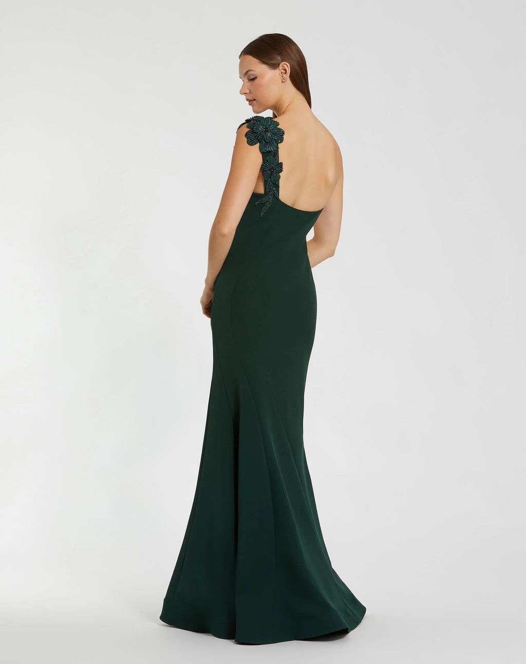 Women's Green Dress One Shoulder - Black Floral One-Shoulder