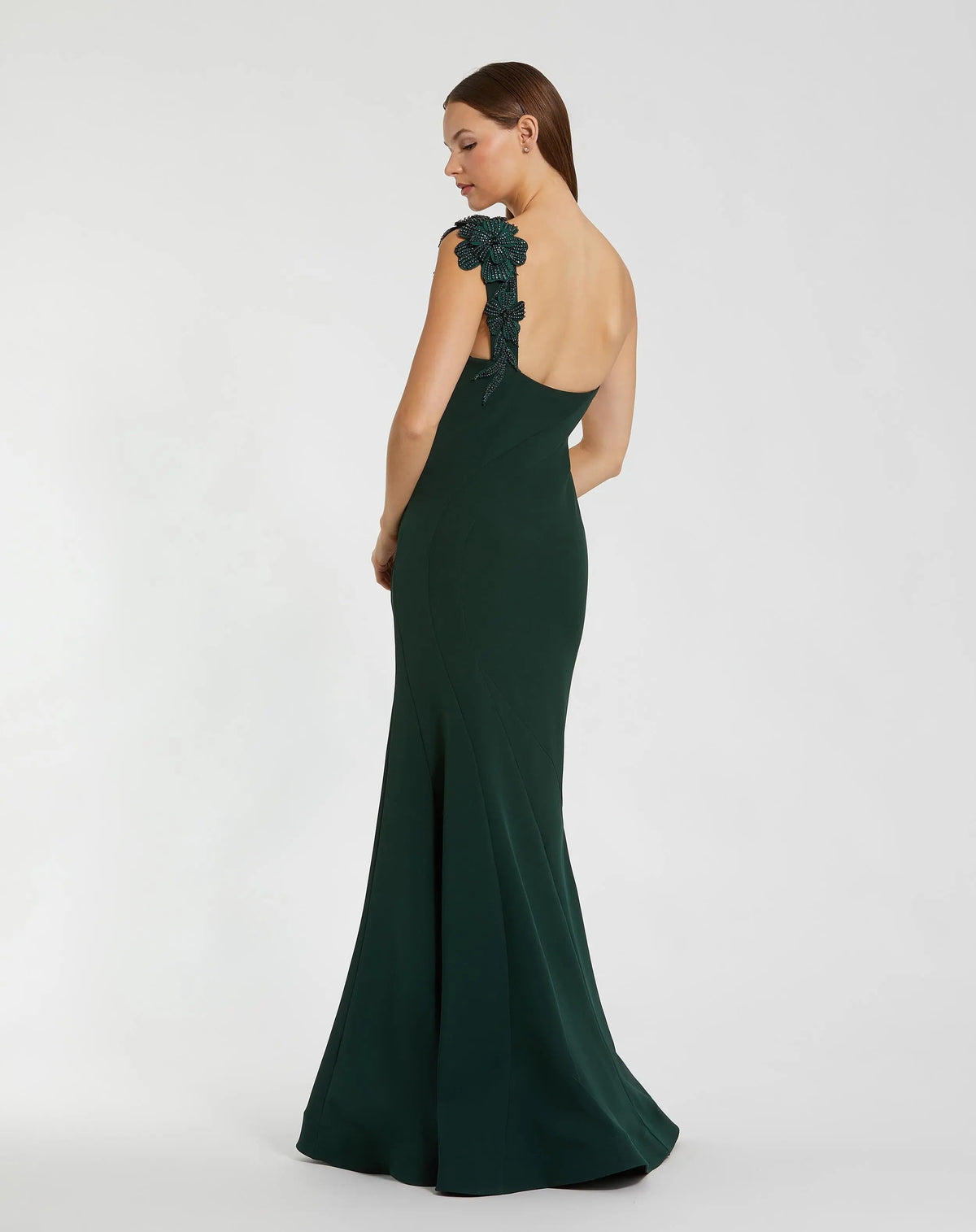 Women's Green Dress One Shoulder - Black Floral One-Shoulder