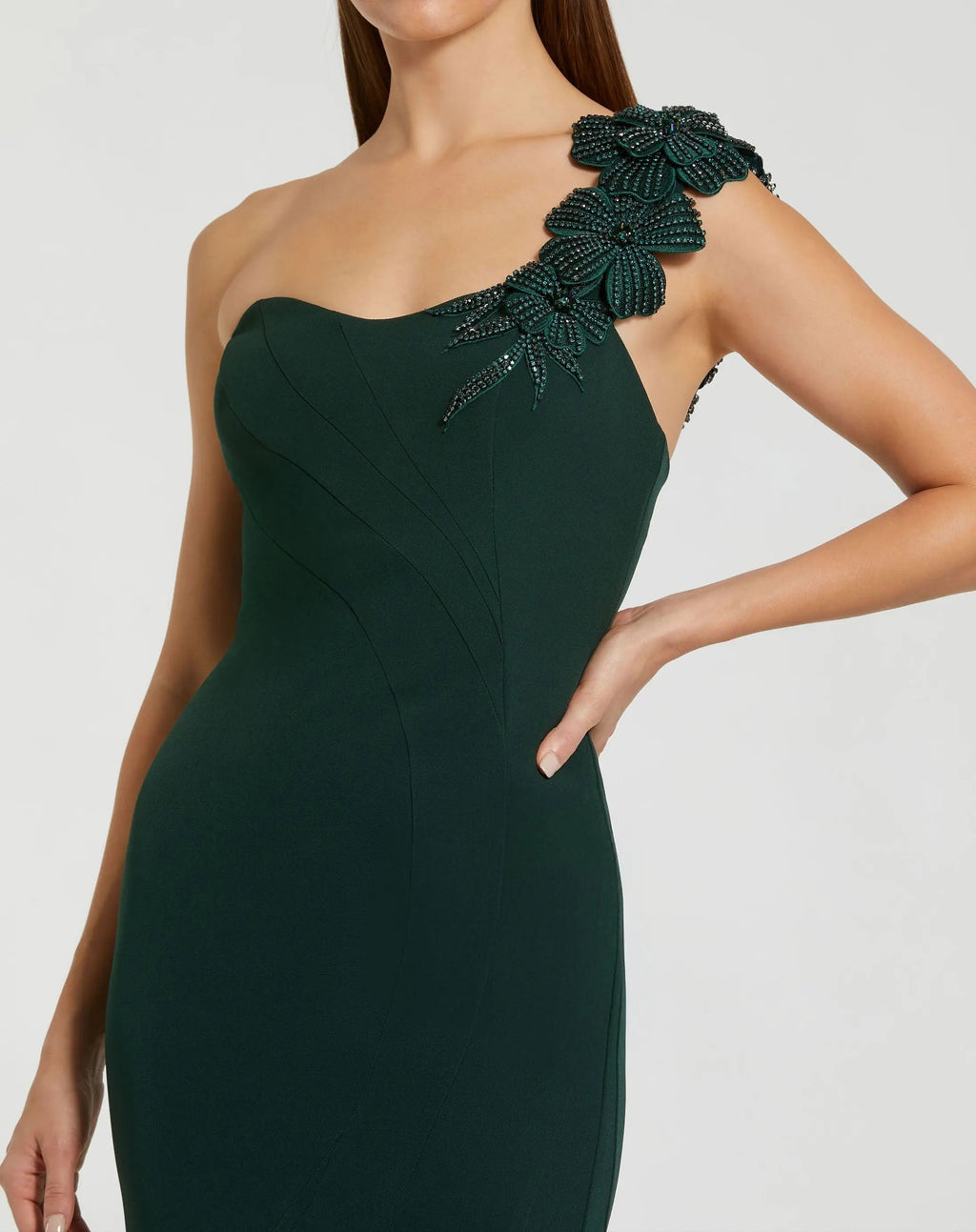 Women's Green Dress One Shoulder - Black Floral One-Shoulder