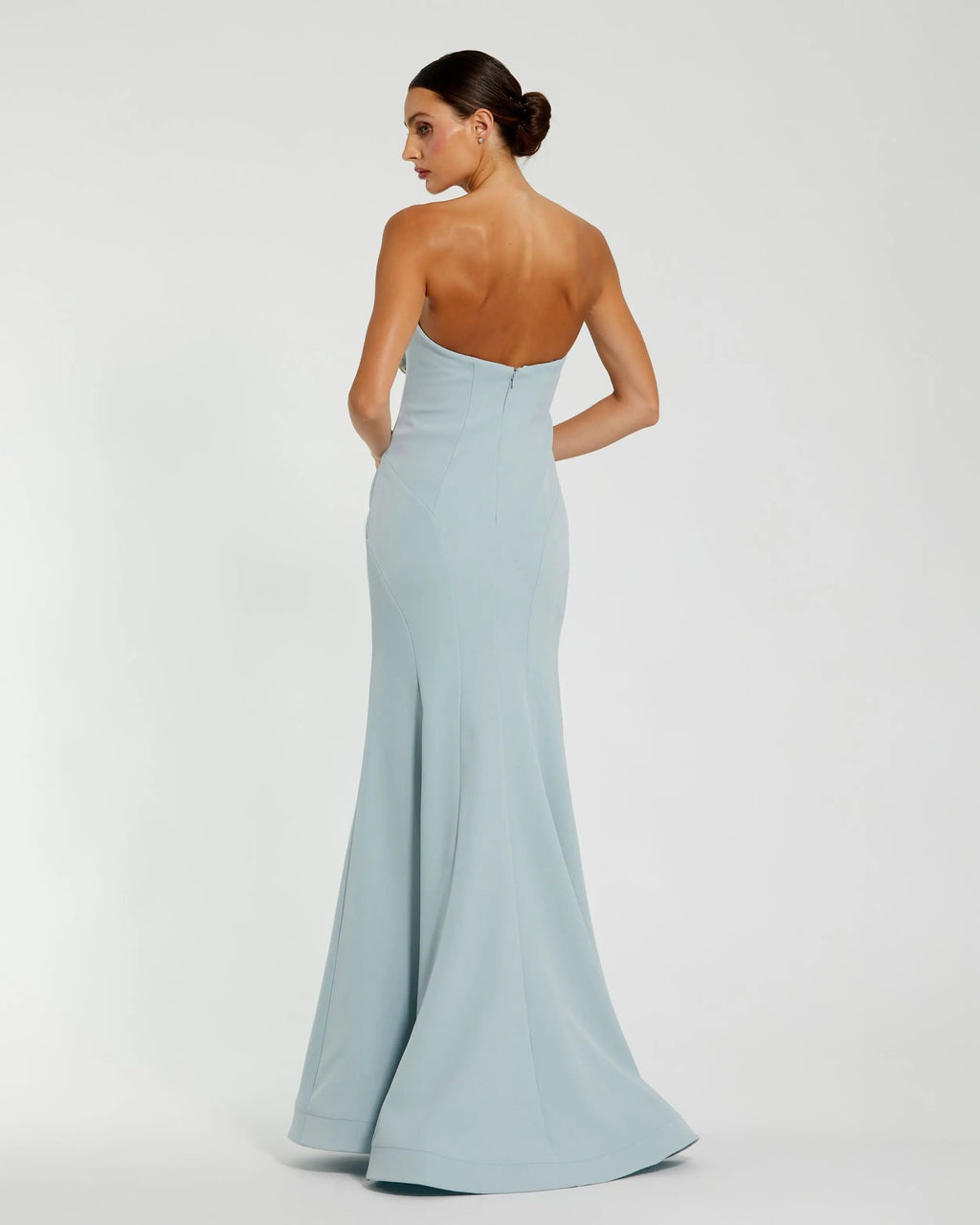 Women's Blue Dress Strapless - Black Floral