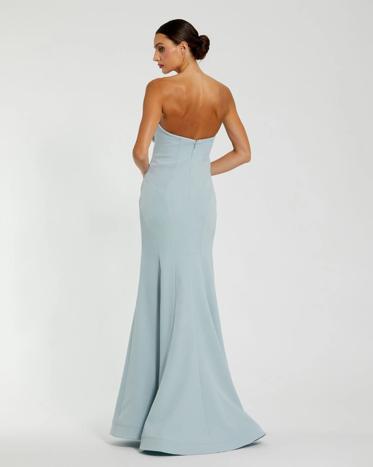 Women's Blue Dress Strapless - Black Floral