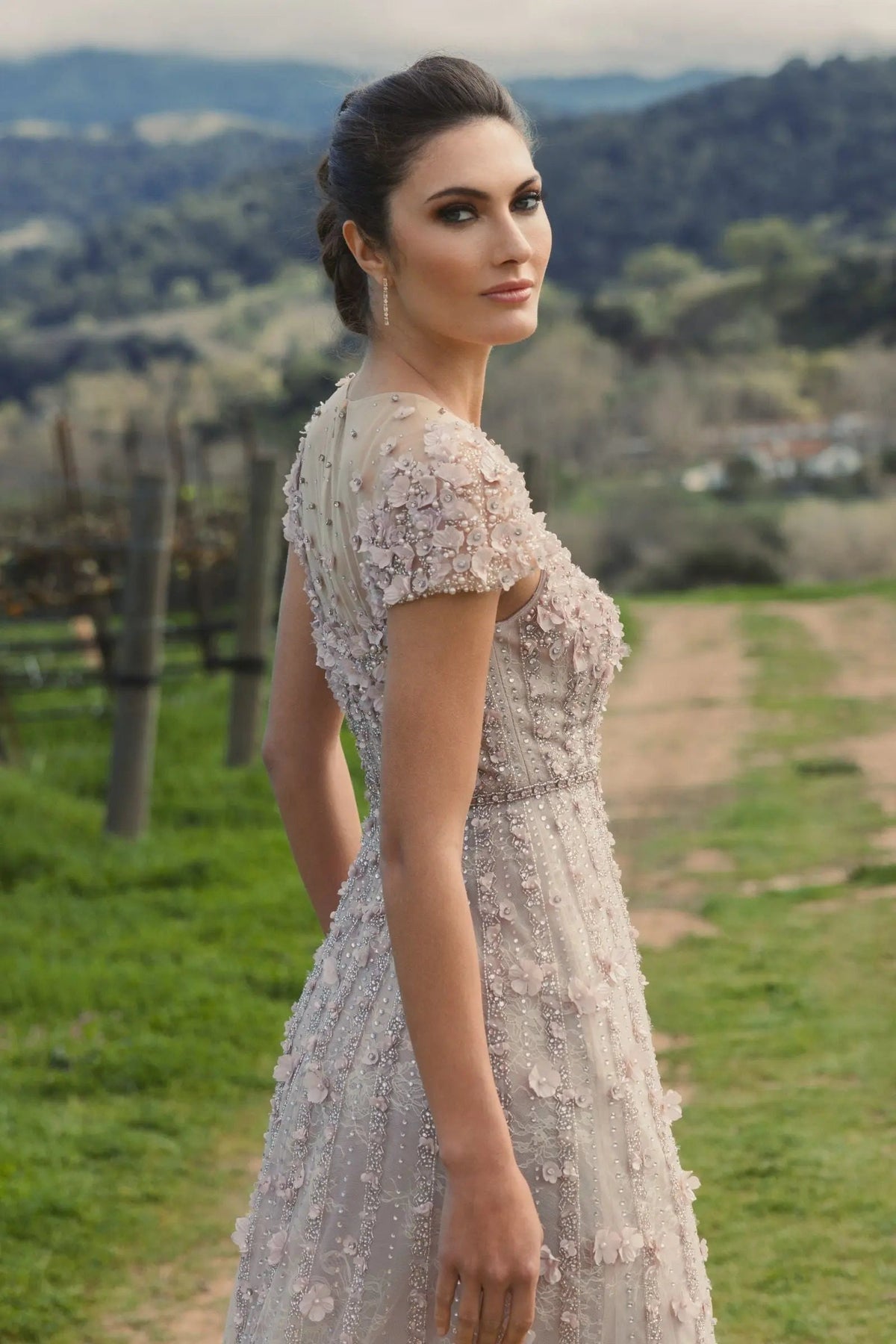 Women's Pink Dress Lace - Black Floral