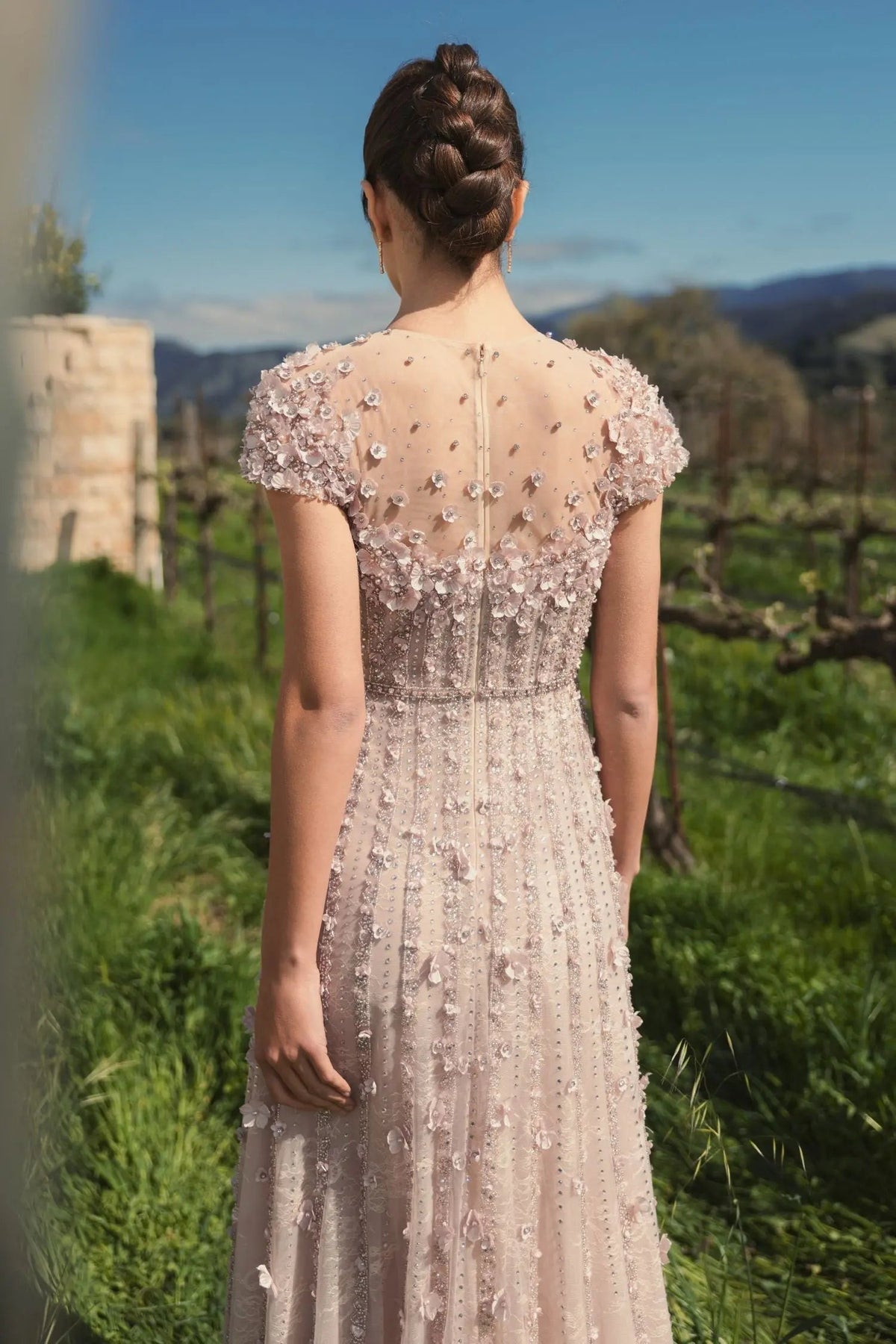Women's Pink Dress Lace - Black Floral