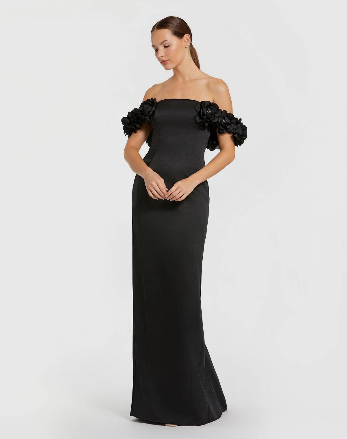 Women's Black Dress Satin - Black Floral
