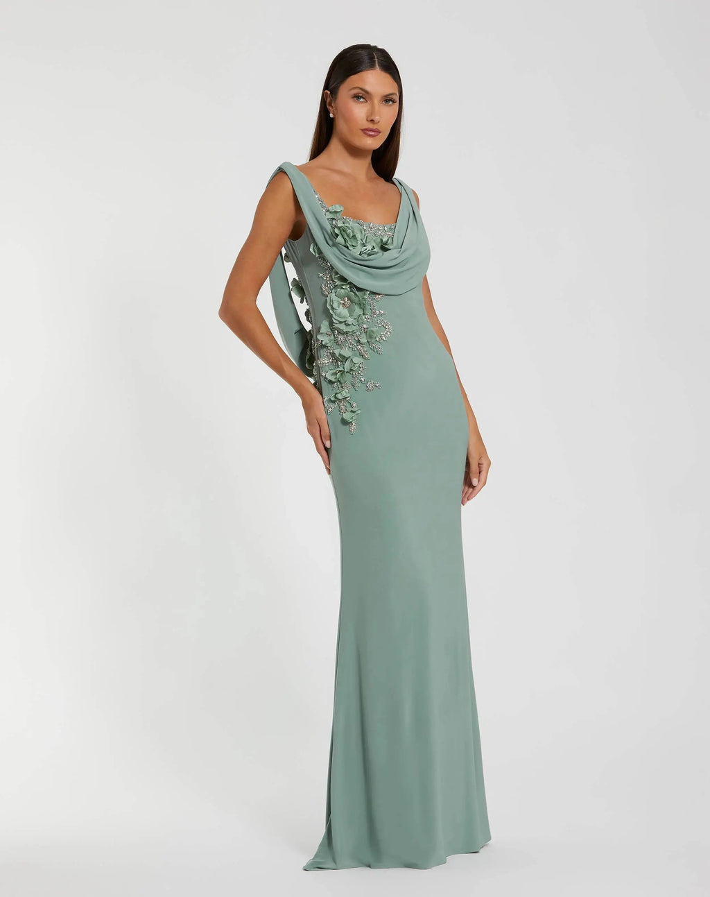 Women's Green Dress Sleeveless - Black Floral