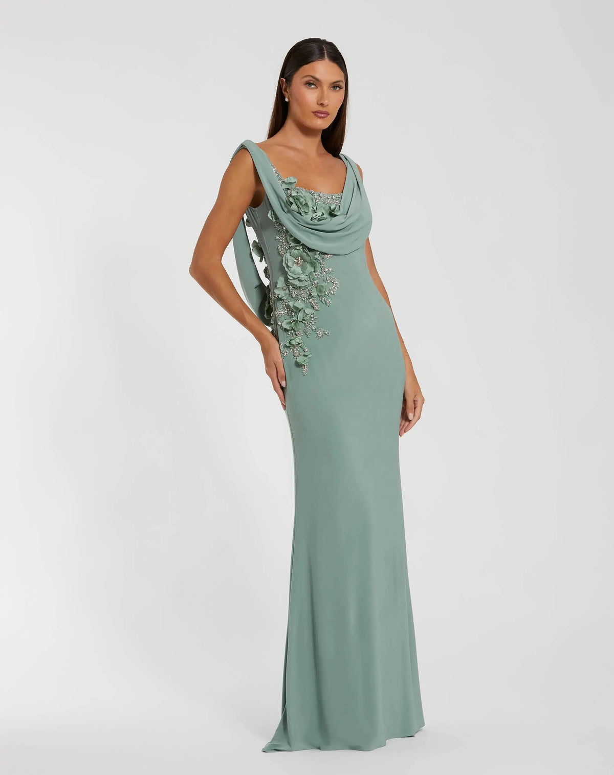 Women's Green Dress Sleeveless - Black Floral