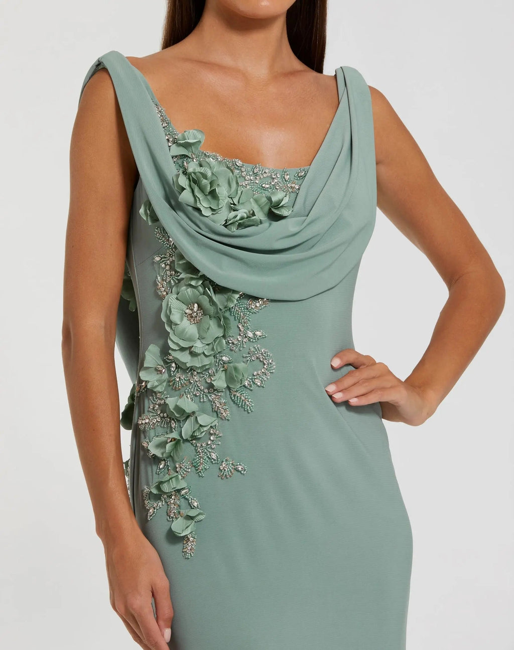 Women's Green Dress Sleeveless - Black Floral