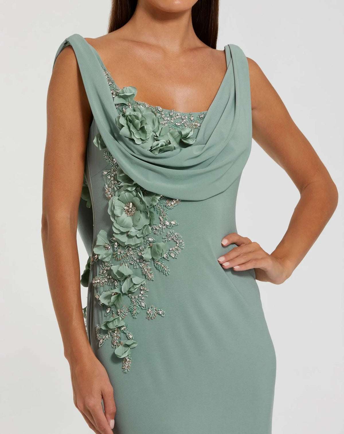 Women's Green Dress Sleeveless - Black Floral