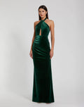 Women's Green Dress Velvet - Green Halter Cutout