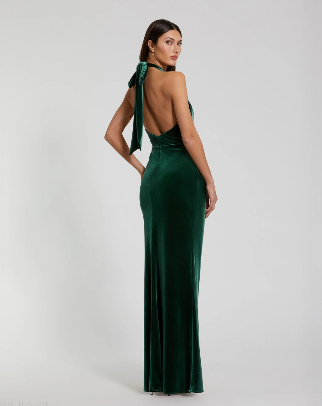 Women's Green Dress Velvet - Green Halter Cutout