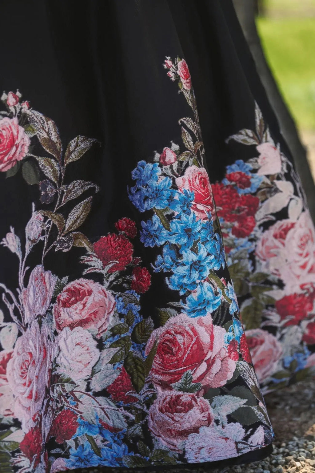 Women's Black Dress Floral Strapless - 11970