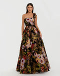 Women's Dress Floral One Shoulder - Black One-Shoulder Velvet