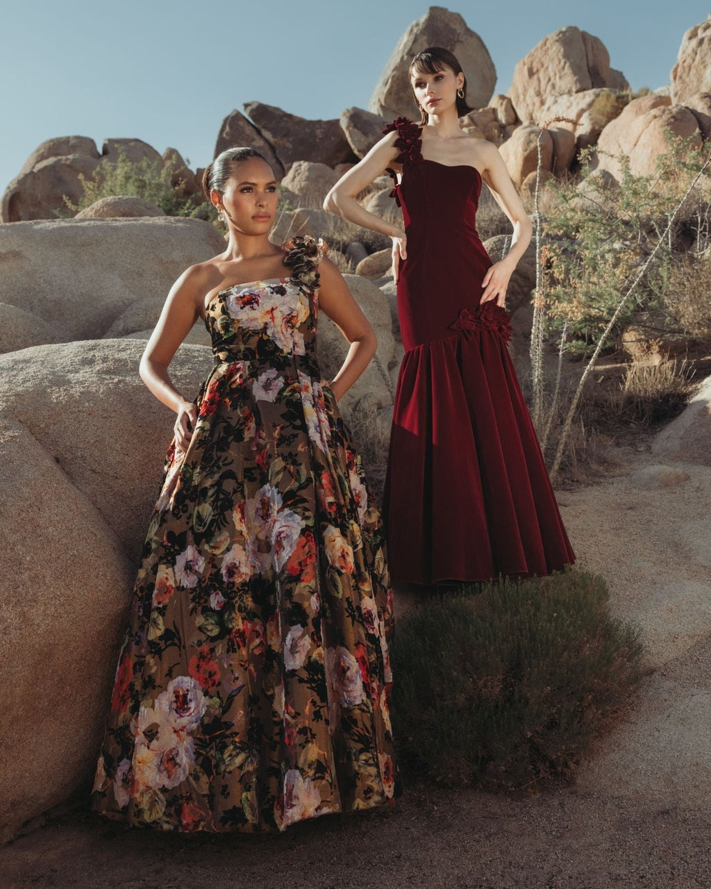 Women's Dress Floral One Shoulder - Black One-Shoulder Velvet