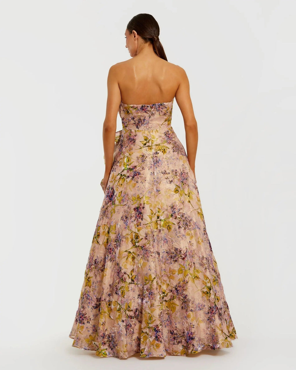 Women's Pink Dress Floral Strapless