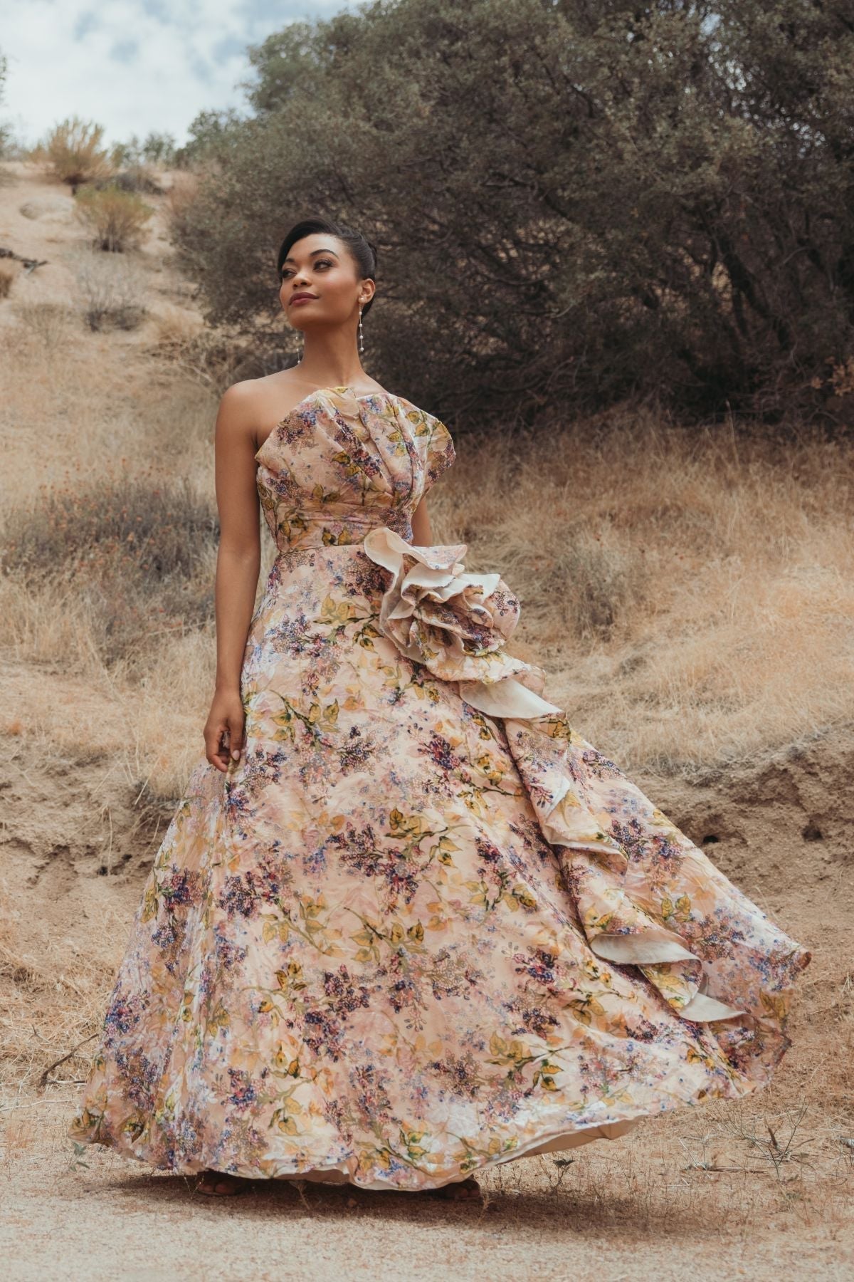 Women's Pink Dress Floral Strapless