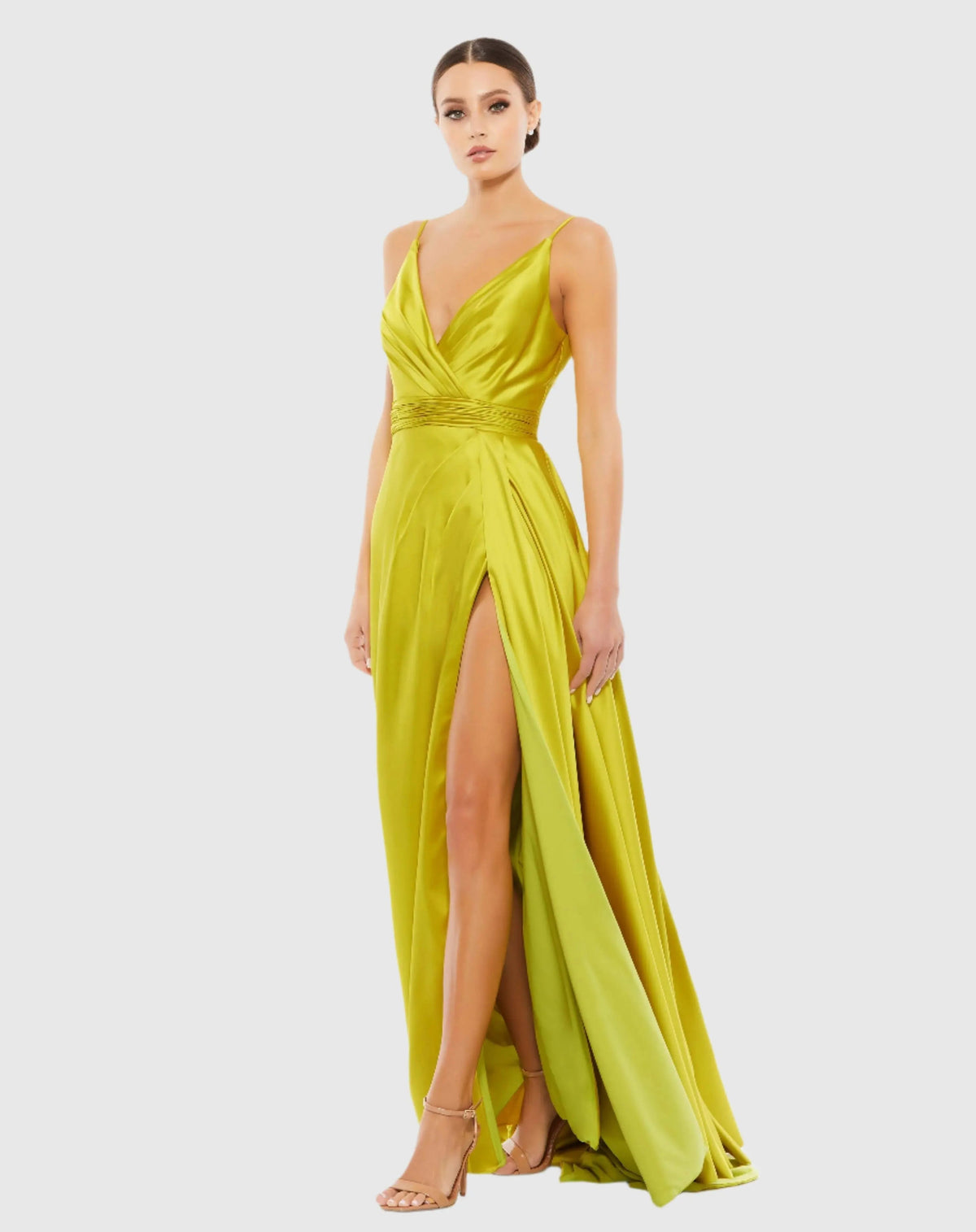 Women's Green Dress Sleeveless - Green Satin