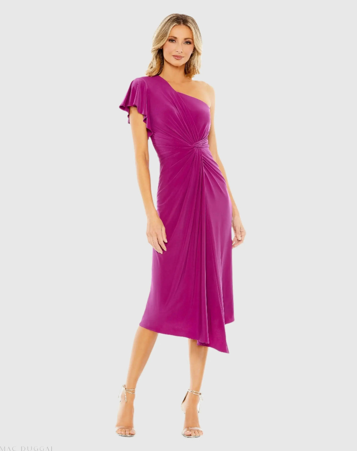 Women's Midi Dress One Shoulder - Ruffle One-Shoulder