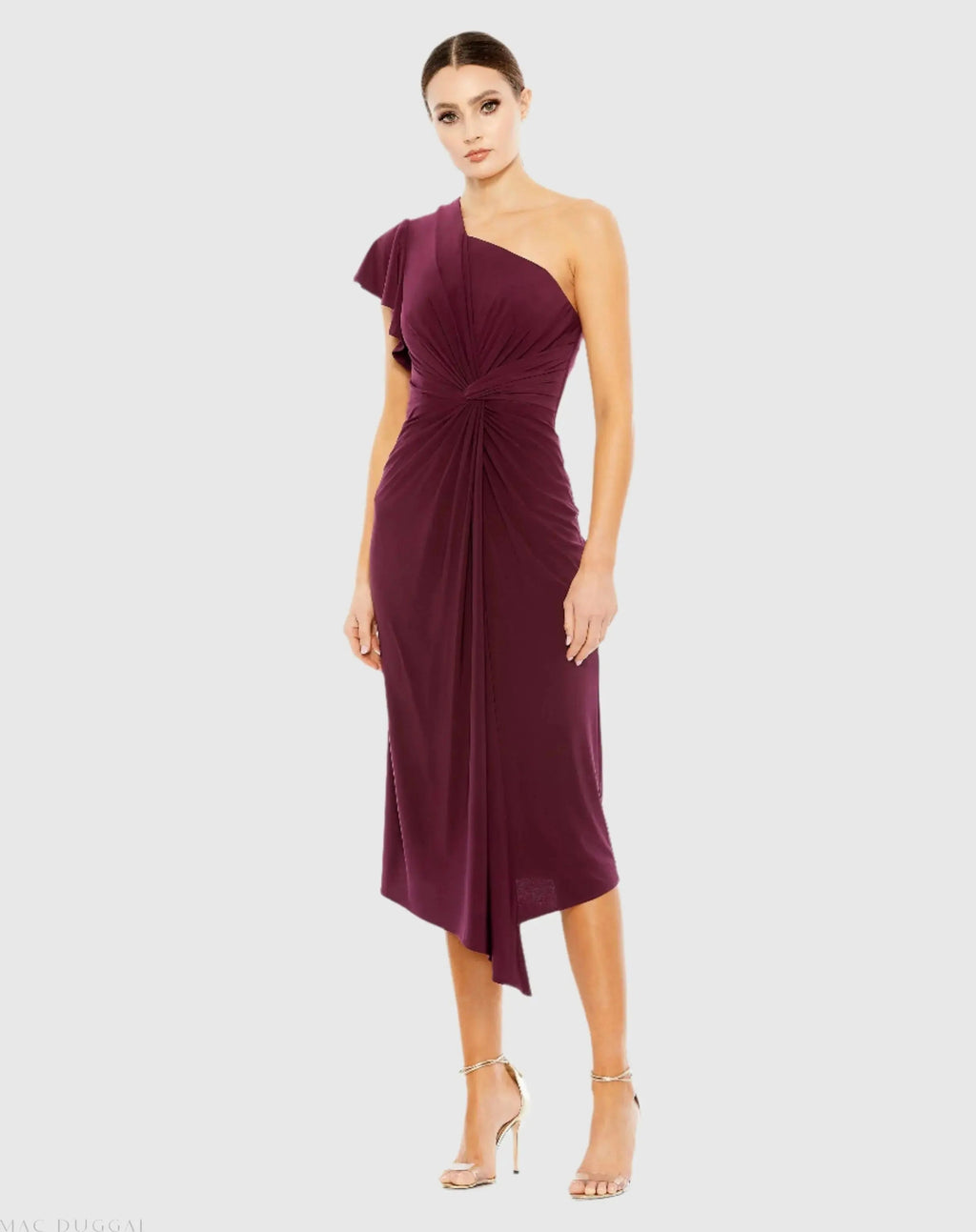Women's Midi Dress One Shoulder - Ruffle One-Shoulder
