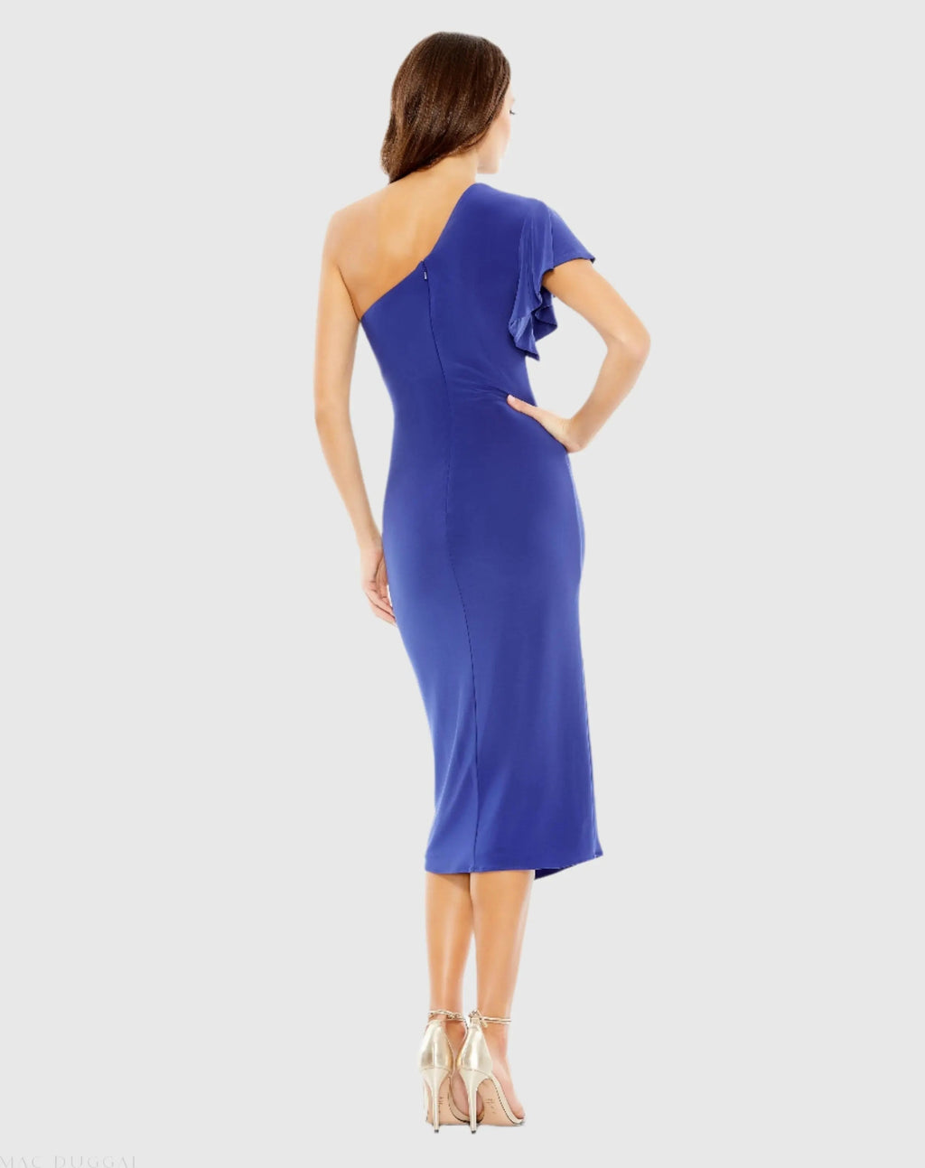 Women's Blue Midi Dress One Shoulder