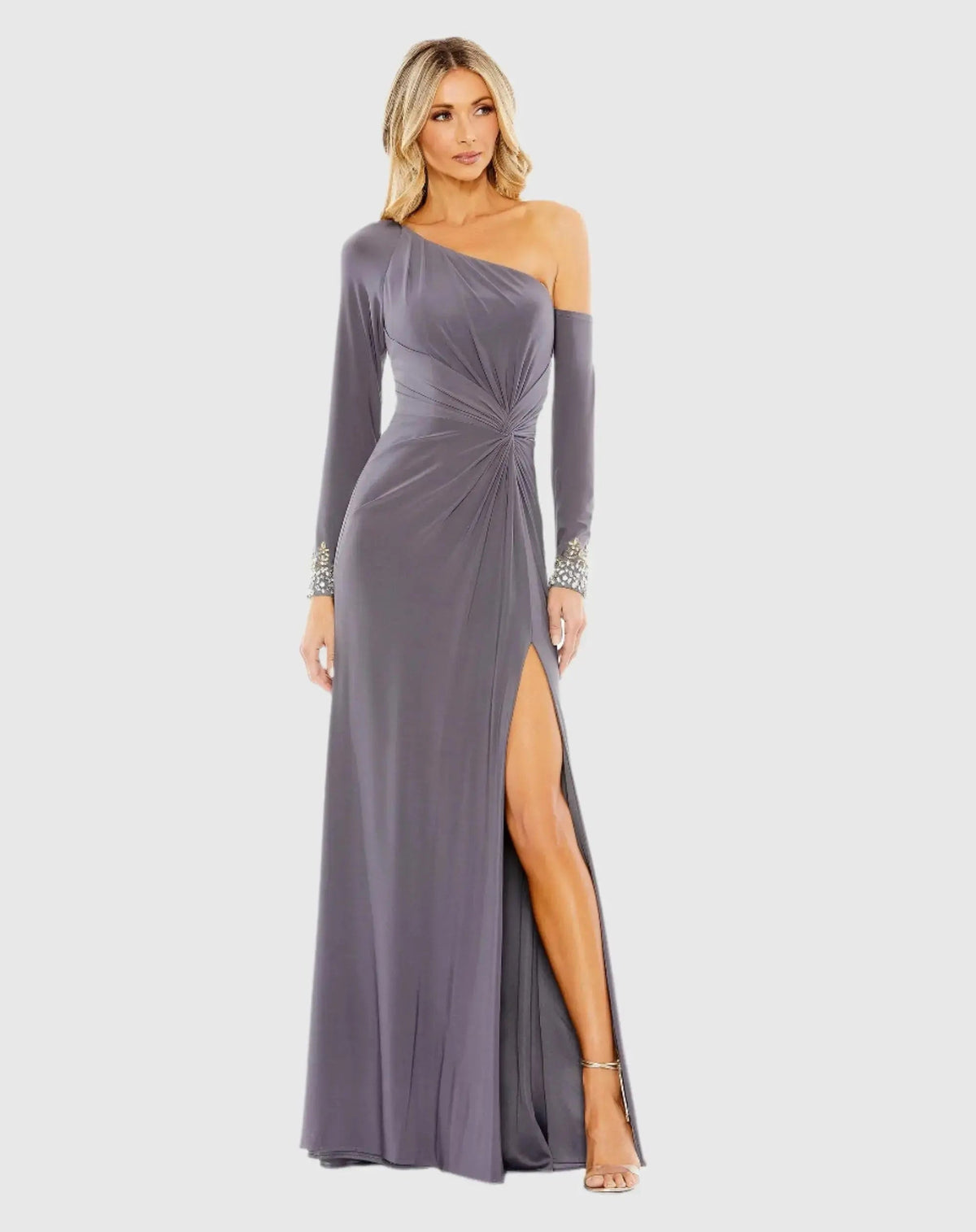 Women's Gray Dress - Gray One-Shoulder Asymmetrical