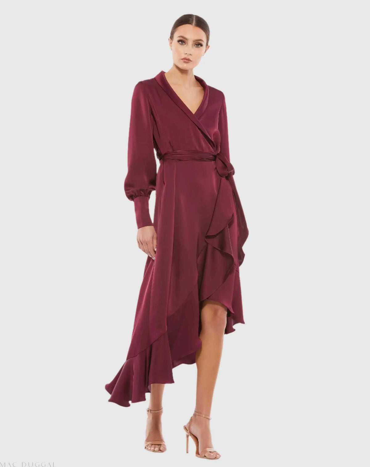 Women's Midi Dress - Satin Ruffle
