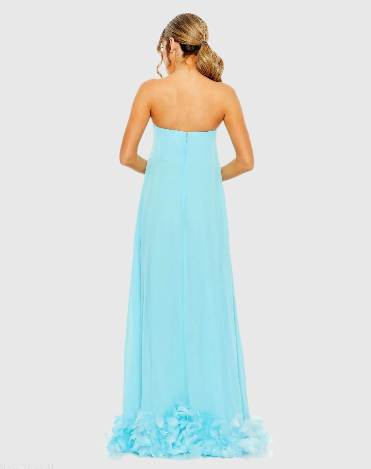 Women's Blue Dress Strapless - Blue Chiffon