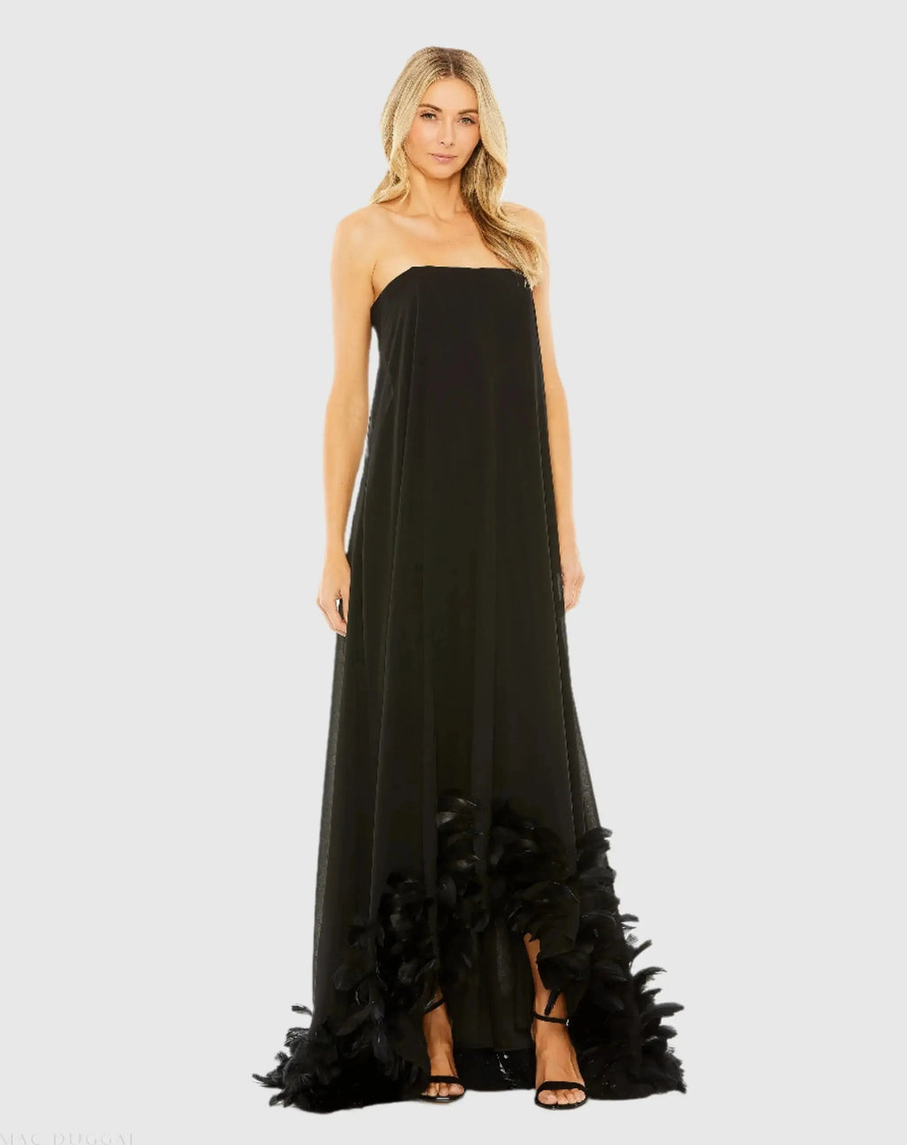Women's Black Dress Strapless - Black Chiffon