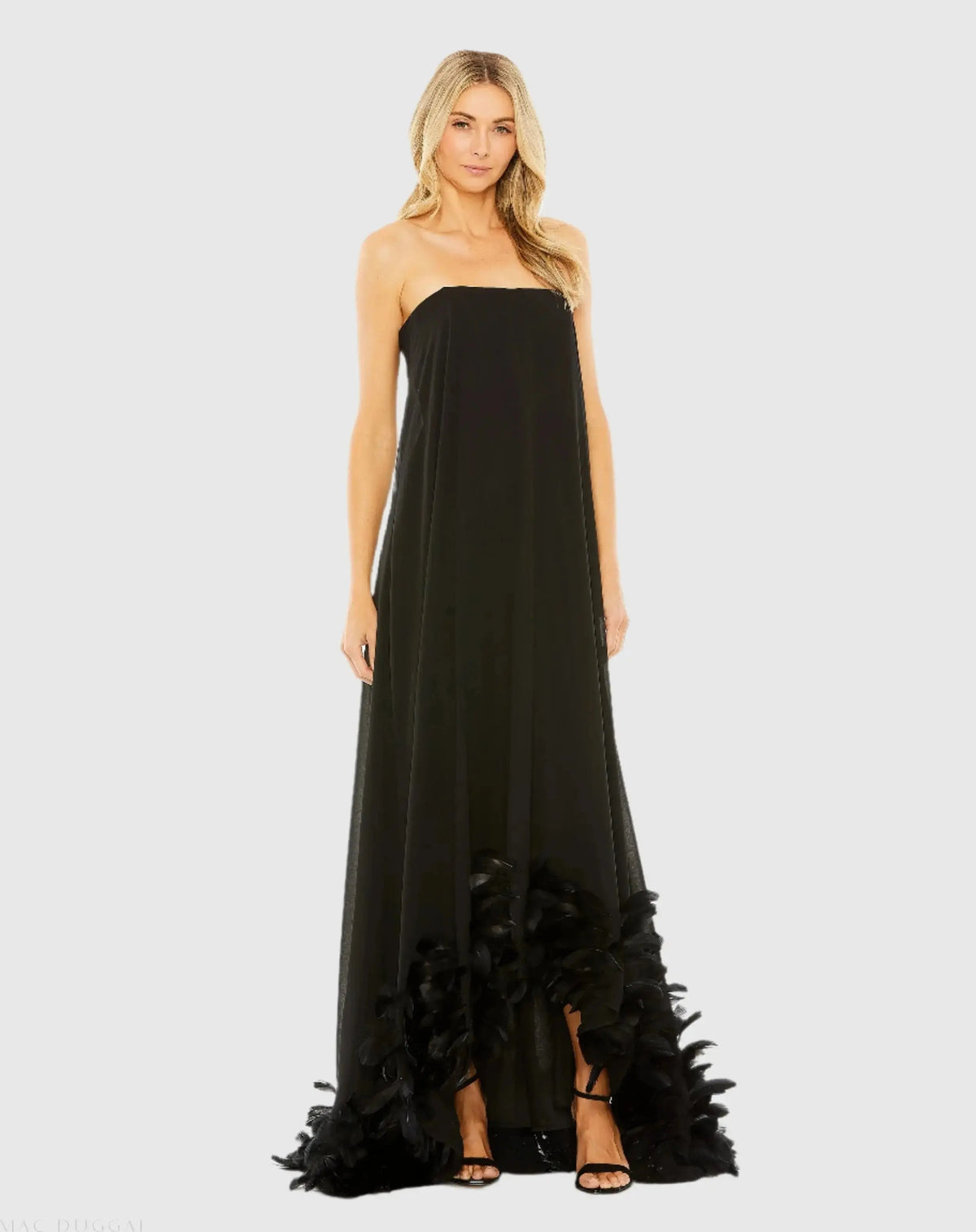 Women's Black Dress Strapless - Black Chiffon