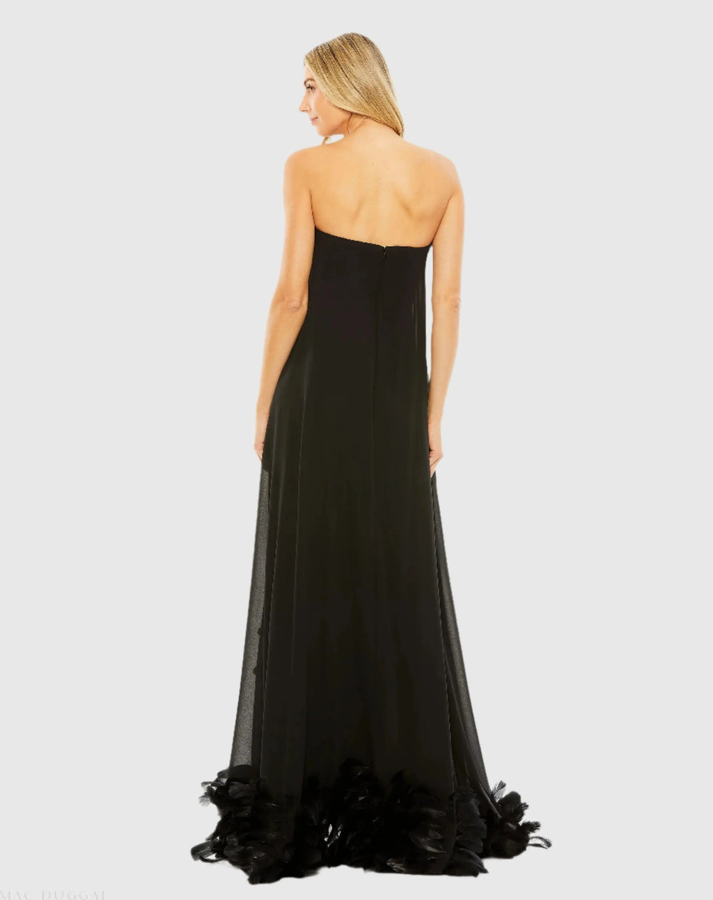 Women's Black Dress Strapless - Black Chiffon