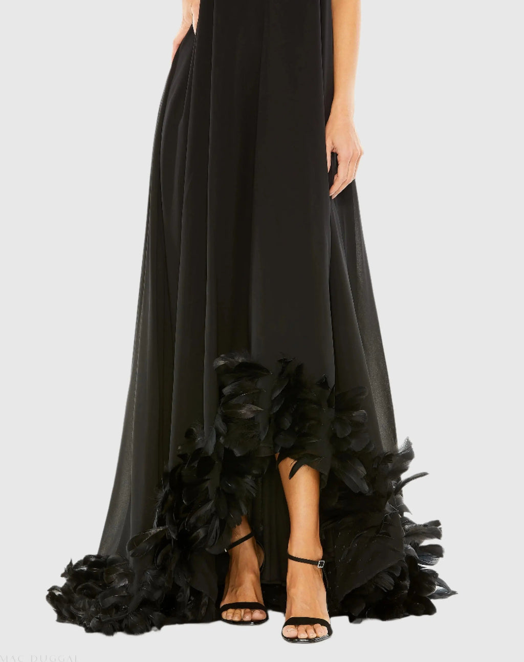 Women's Black Dress Strapless - Black Chiffon