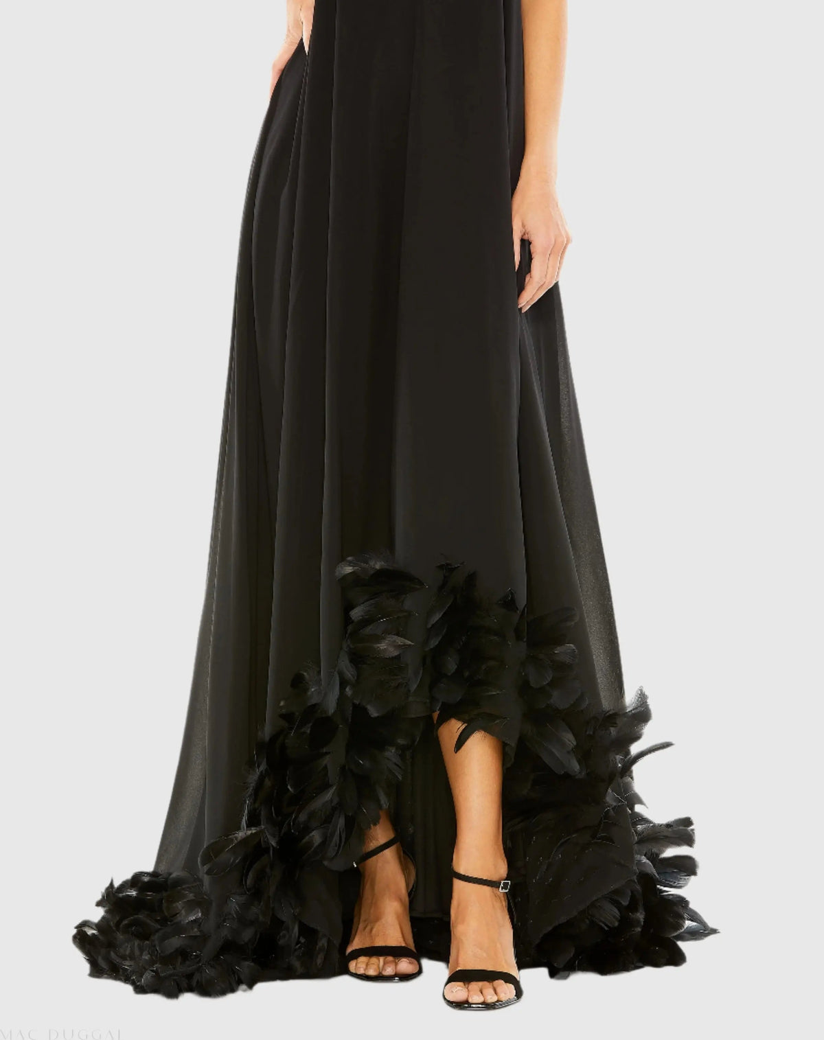 Women's Black Dress Strapless - Black Chiffon