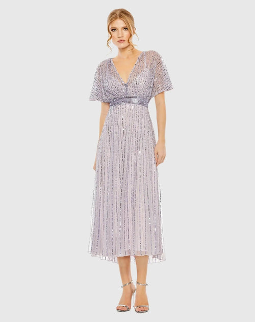 A Line Embellished Short Sleeve Dress