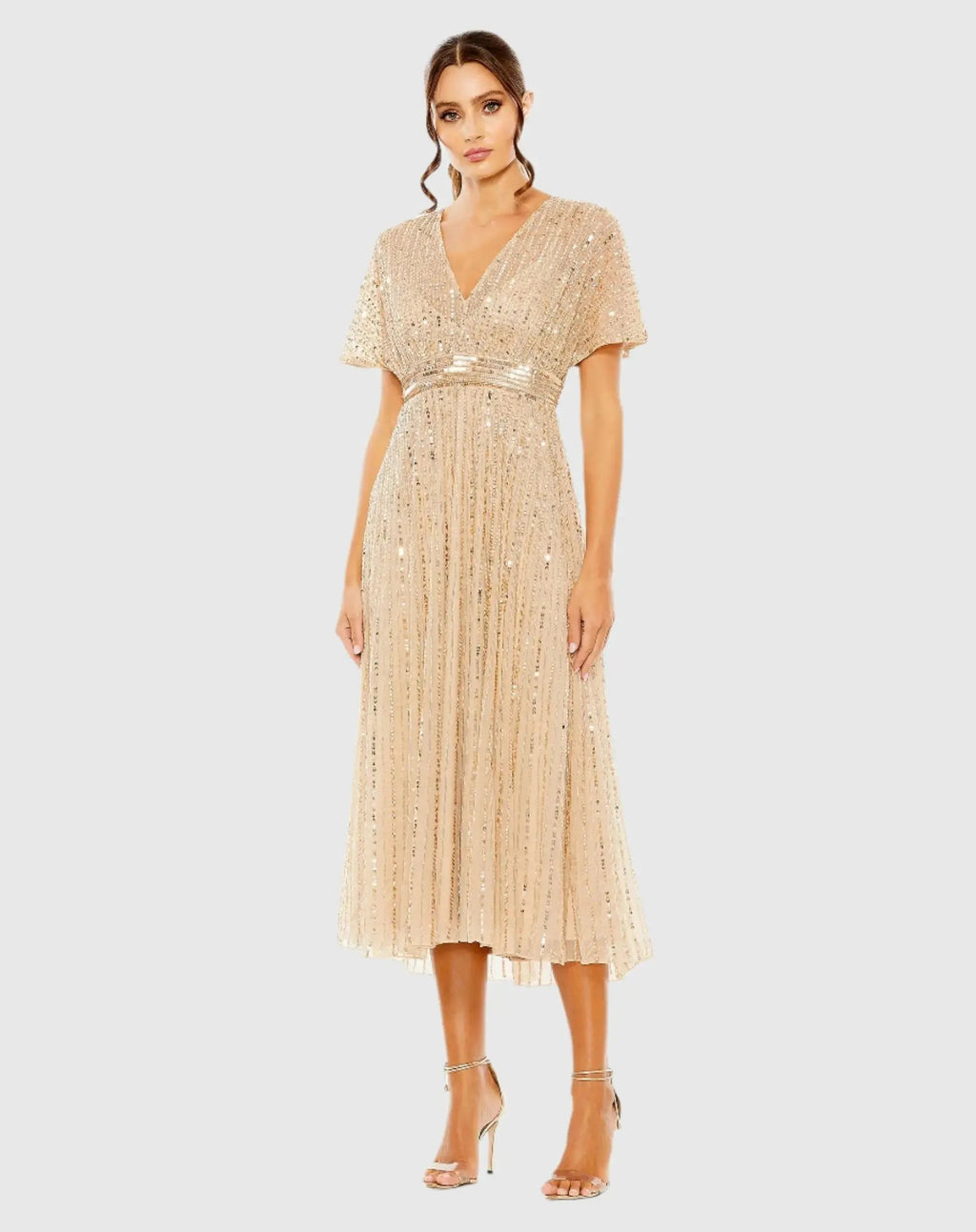 Women's Beige Dress - Short Sleeve