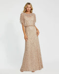 Women's Beige Dress - Beige Sequin