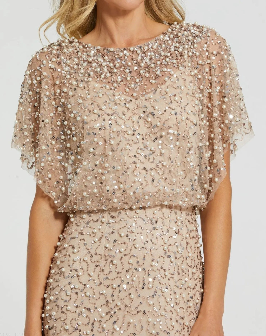 Women's Beige Dress - Beige Sequin