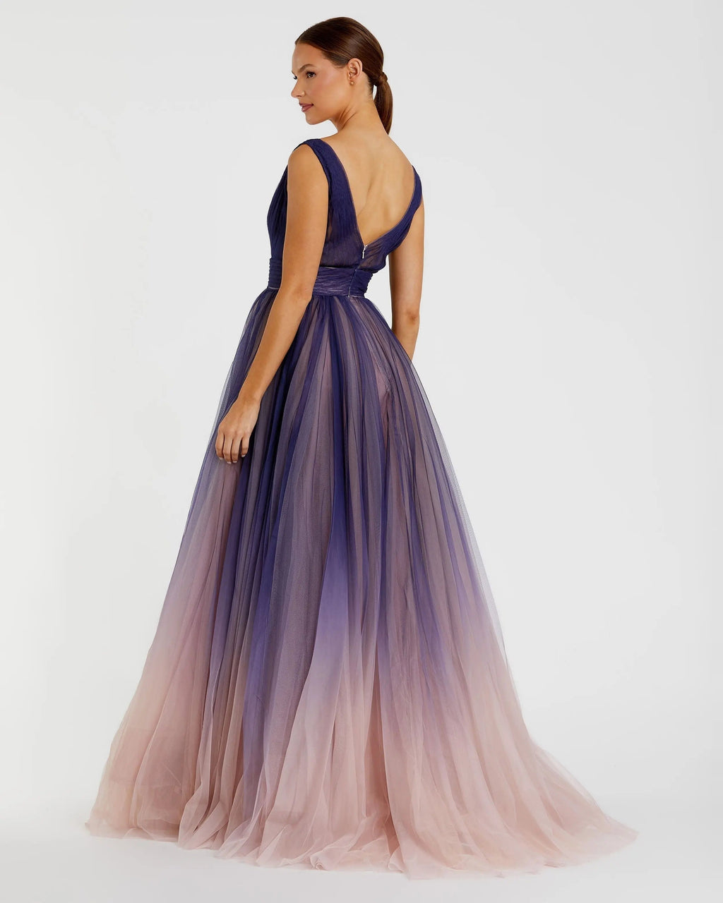 Women's Purple Dress Sleeveless - Purple Pleated Mesh