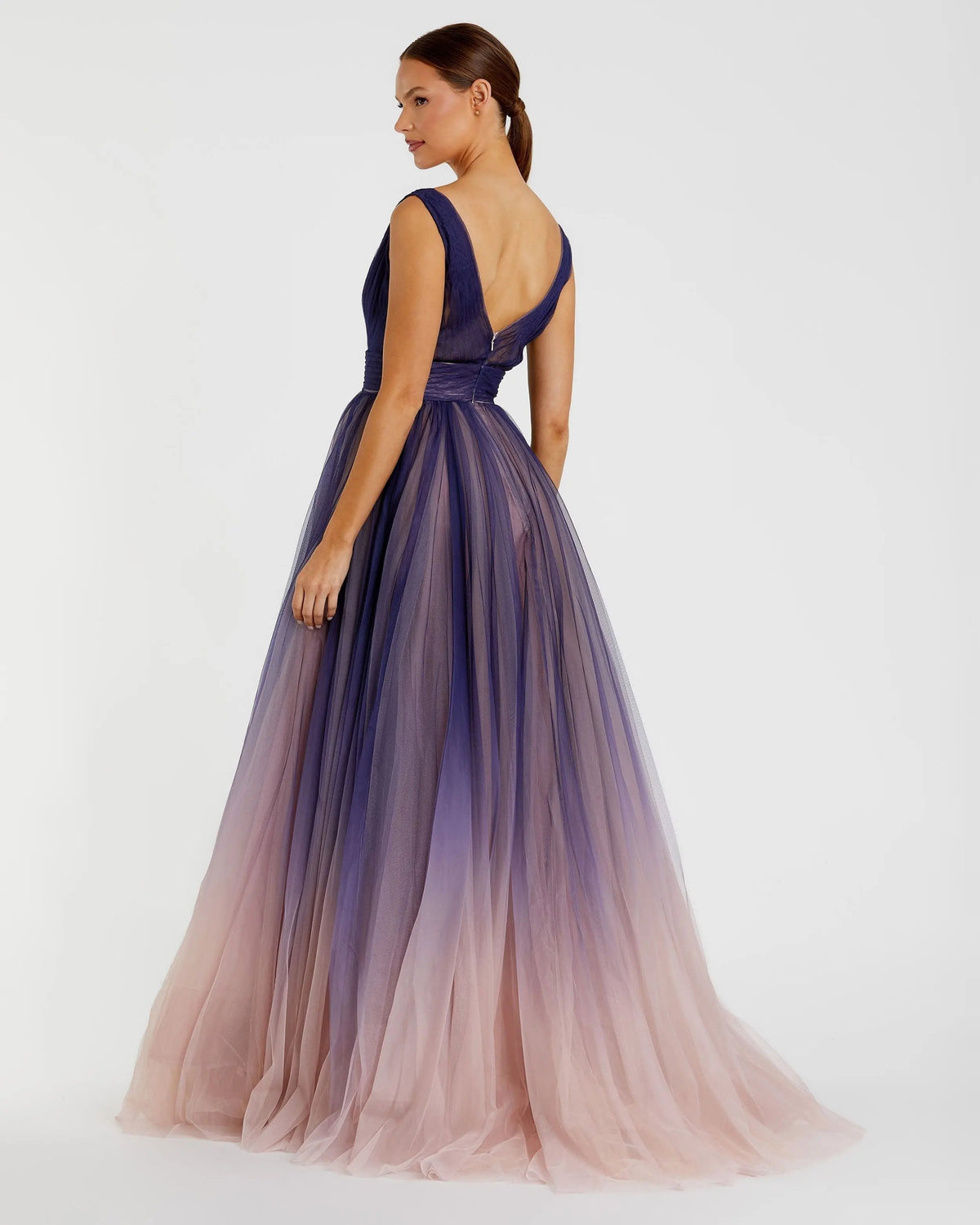Women's Purple Dress Sleeveless - Purple Pleated Mesh
